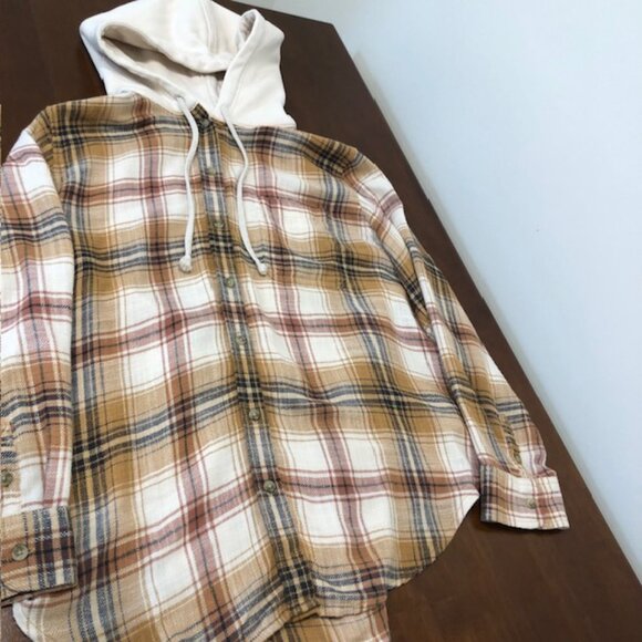 American Eagle Plaid Button Down Hoodie Size M - Picture 15 of 16
